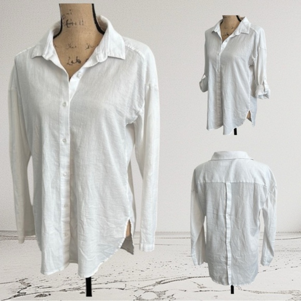 Seafolly - White Button-Down Beach Cover-Up – Size Small